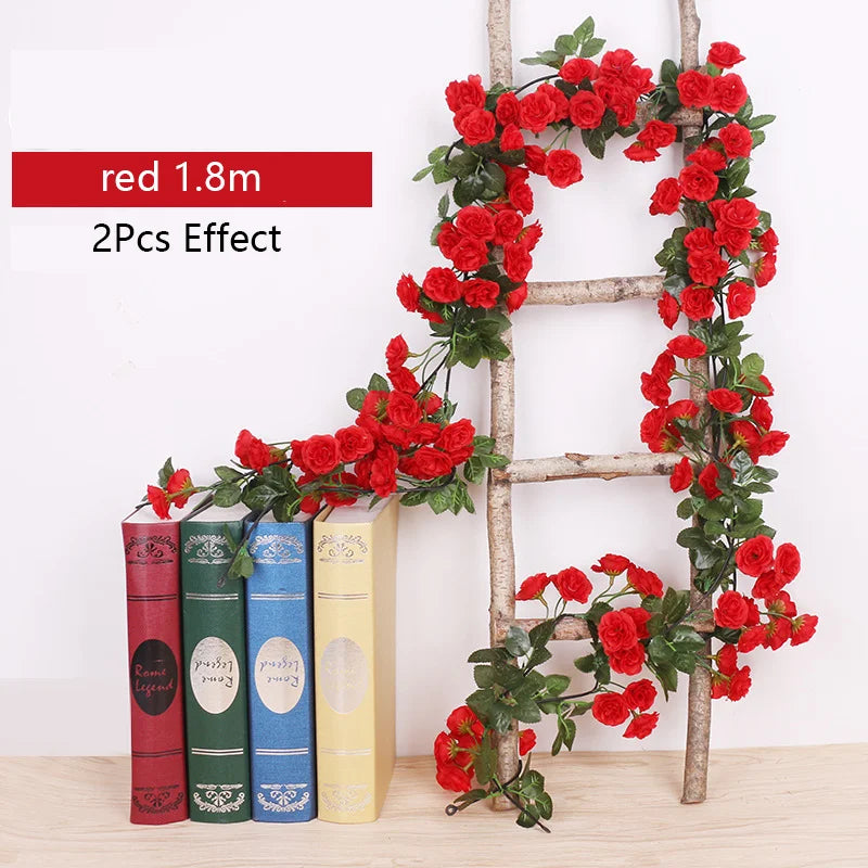 Artificial Flowers Rose Vine Hanging Silk Flower Garland for Garden Party Wedding Decor Home Christmas Decoration Fake Flower