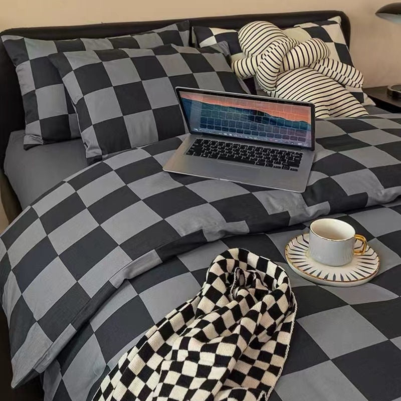 Nordic Princess Purple Bedding Set Girls Boys Single Double Size Flat Sheet Duvet Cover Pillowcase Bed Linens Home Textile