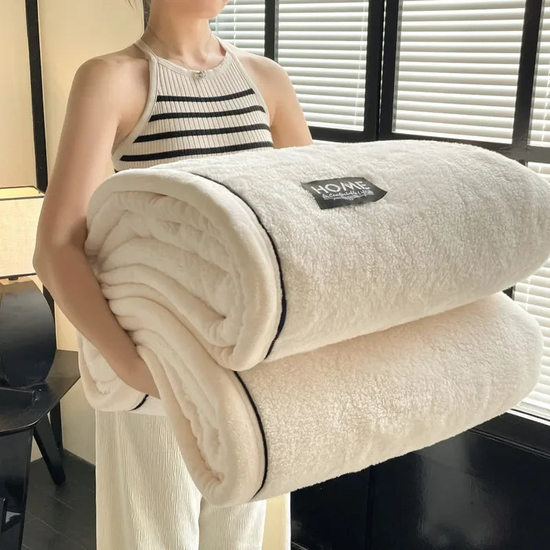 Plush Warm Winter Throw Blanket A Grade Coral Fleece Flannel Soft Thick Blankets for Sofa Single Double Couple Furry Sofa Cover