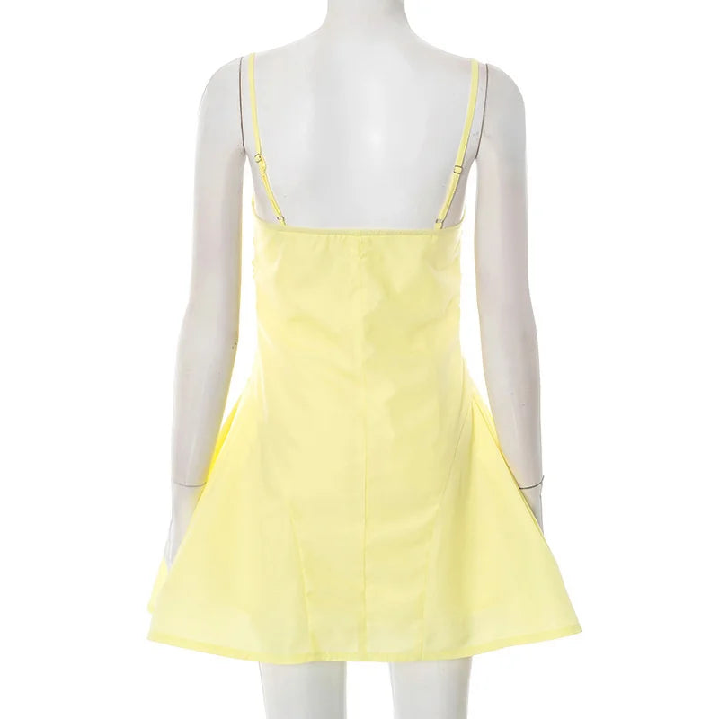 Ruffled Spaghetti Strap Buttoned Mini Dress