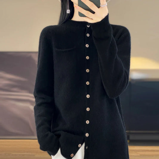 Elegant Crew Neck Cardigan