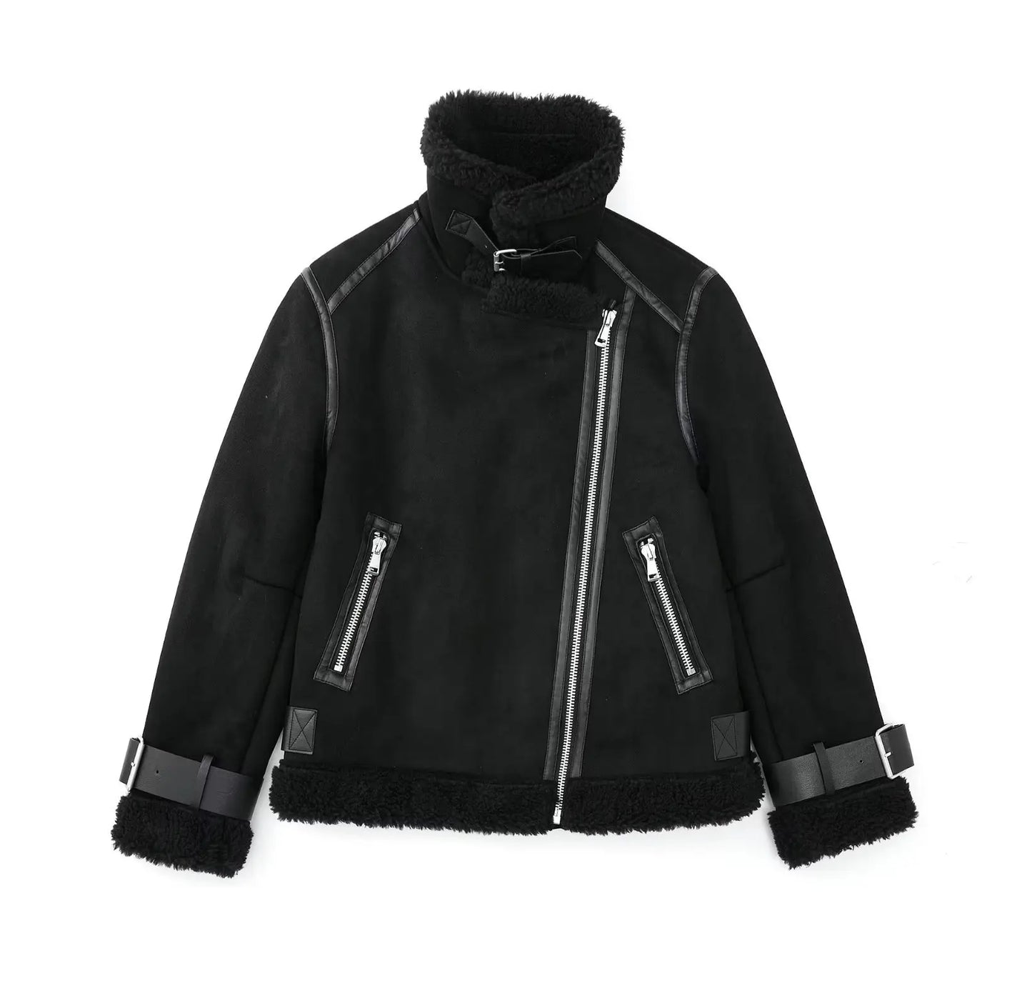 Faux Fur Double-sided Zipper Jacket