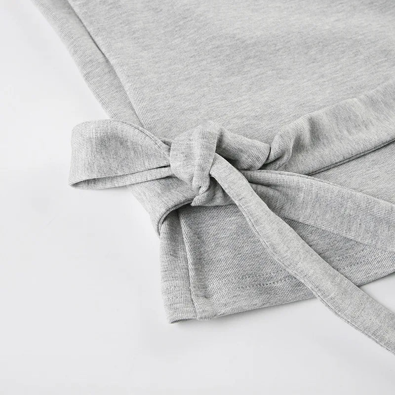 Solid Wrap Around Top And Drawstring Pants Set