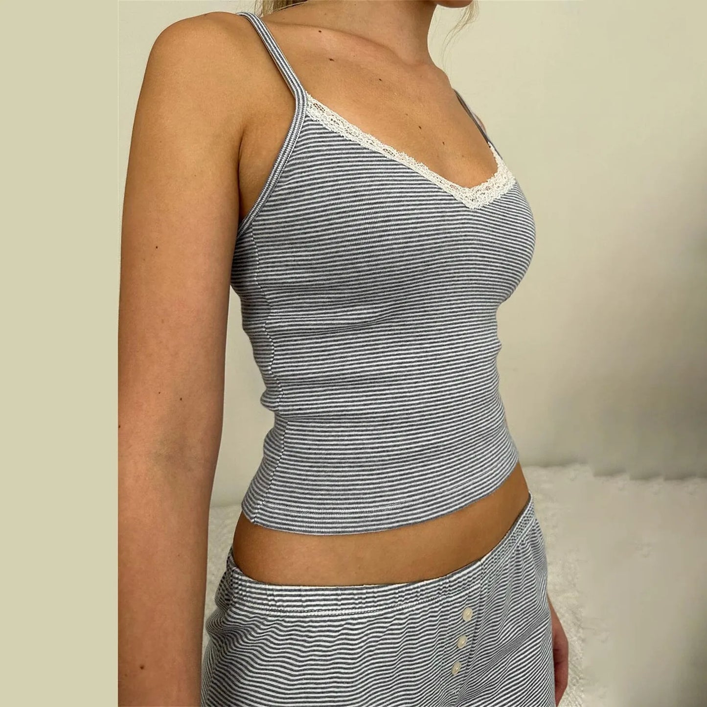 Stripe Cami Top And Shorts Set