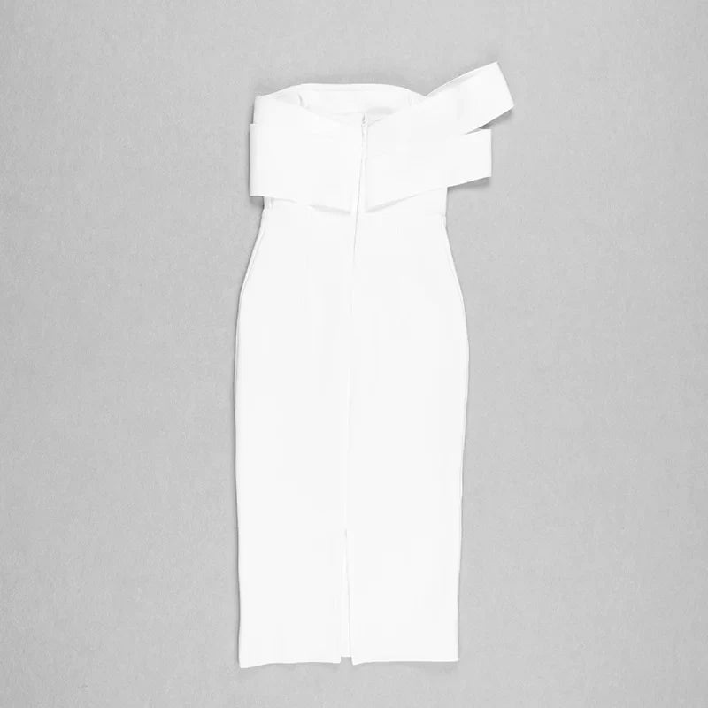 Strapless Bandage Off-shoulder Midi Dress