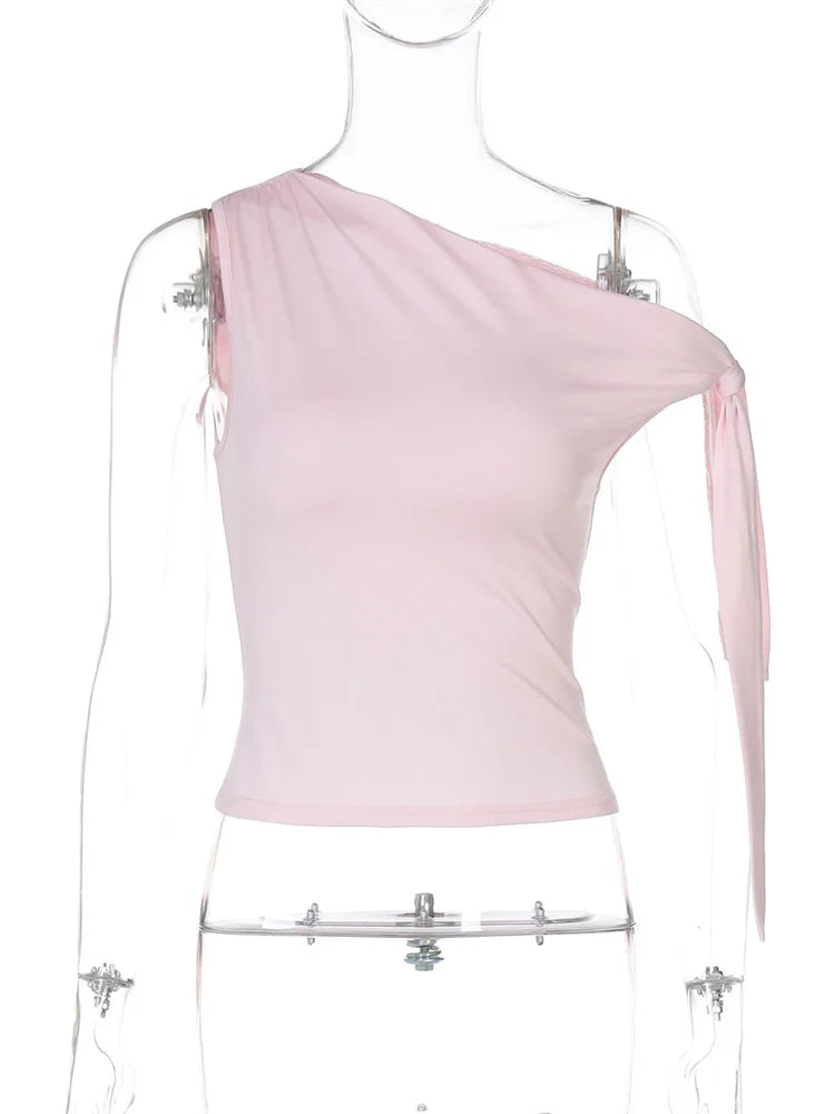 Off-Shoulder Tie-Up Top - Regular Fit