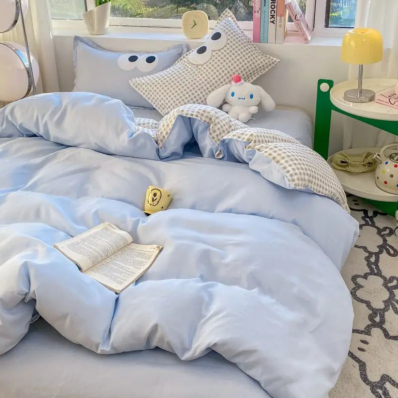 Pink Duvet Cover Set Classic Plaid Twin Queen Size Girls Boys Flat Sheet Pillowcase No Filler Soft Home Decor Bedding Set