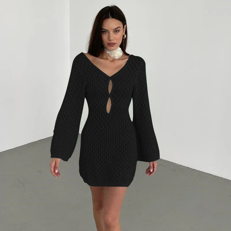 Knit Flare Long Sleeve Dress