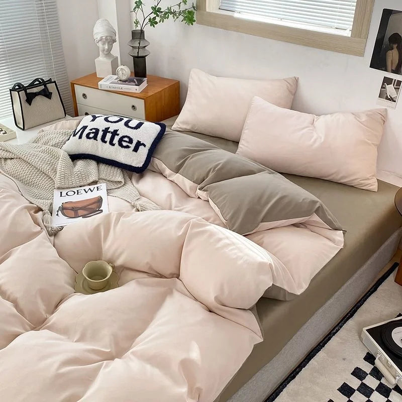 Nordic Princess Purple Bedding Set Girls Boys Single Double Size Flat Sheet Duvet Cover Pillowcase Bed Linens Home Textile