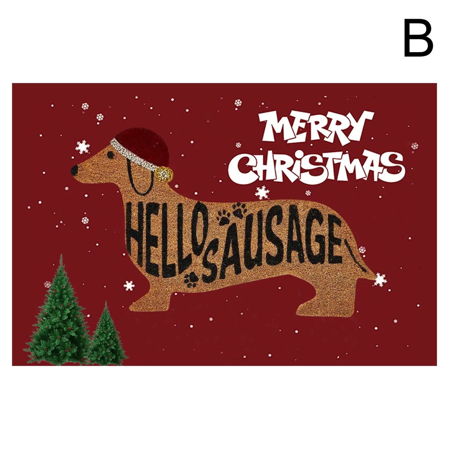 Cute Dachshund Doormats Christmas Doormat Natural Coir Fibers Vinyl Backing Winter Welcome Mat for Any Entrance Home Decor