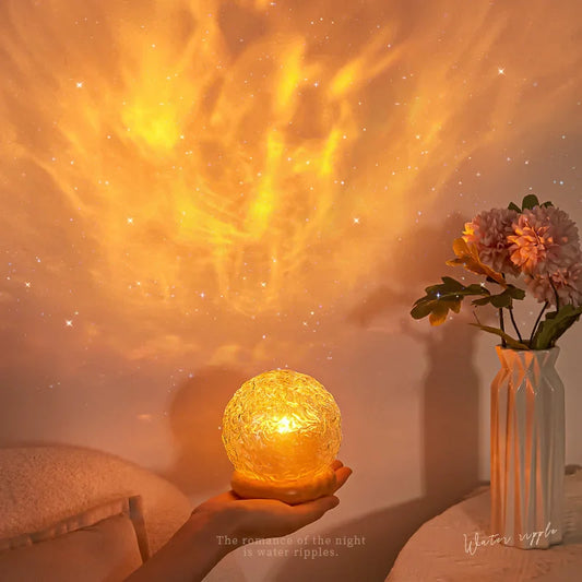 New Water Ripple Projector Night Light Crystal Mood Lamp Bedside Home Bedroom Decoration Aesthetic Christmas Gift Sunset Lights