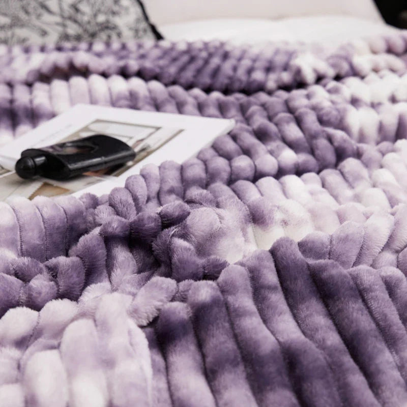 Purple Blanket for Winter Tie Dyeing Warm manta Single/Queen/King High Quality 300gsm Plaids for Sofa Thow Blanket