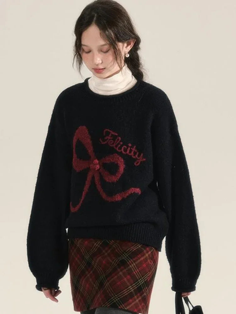 Embroidery Bow Sweater