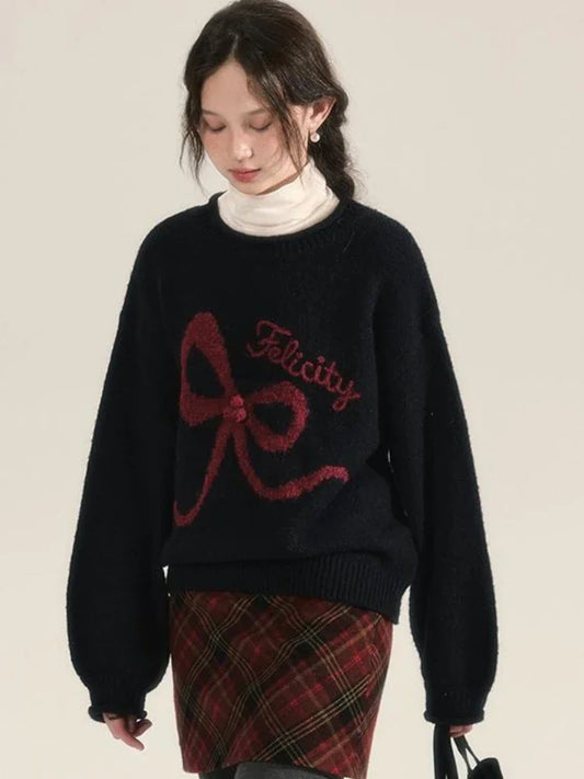 Embroidery Bow Sweater