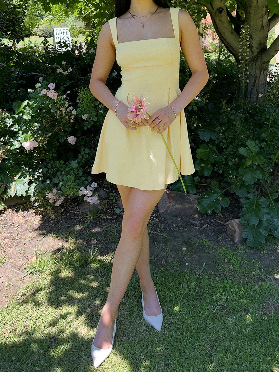 Tick Strap Square Neck Mini Dress