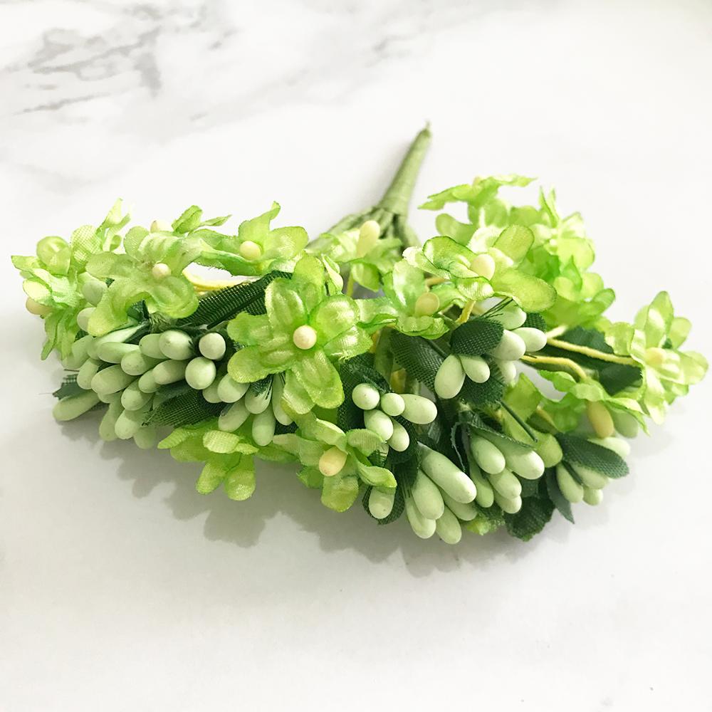 6/10/12/24/200pcs Mixed Green Plant Flower Cherry Stamen Berries Bundle DIY Christmas Wedding Cake Gift Box Wreaths Decor