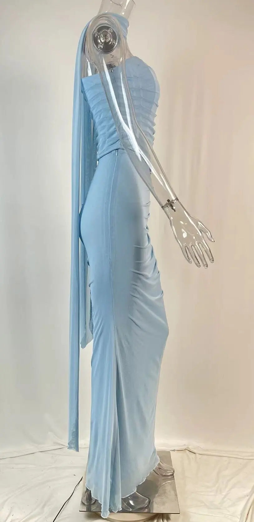 Corset Top With Long Scarves  And Body-con Midi Skirt Set