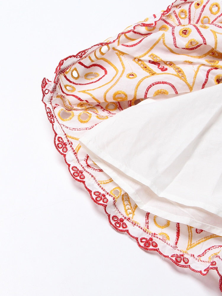 Embroidered Design Tube Ruched Mini Dress