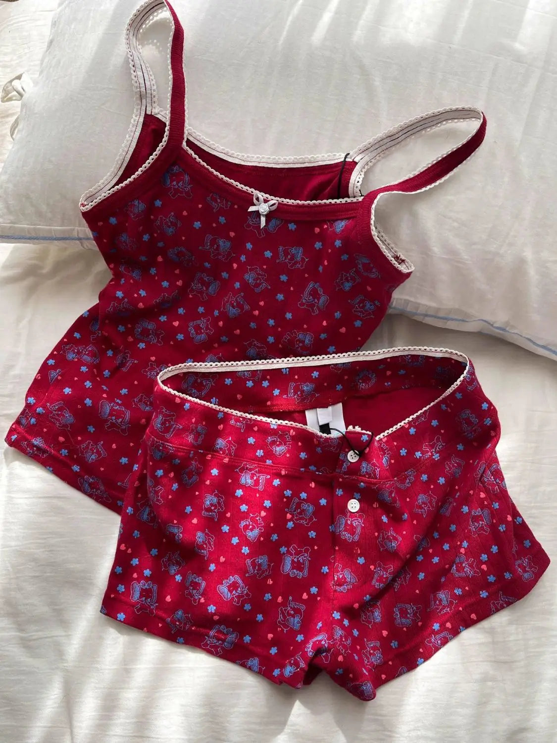 Printed Cami Top And Boxer Shorts Pj Set