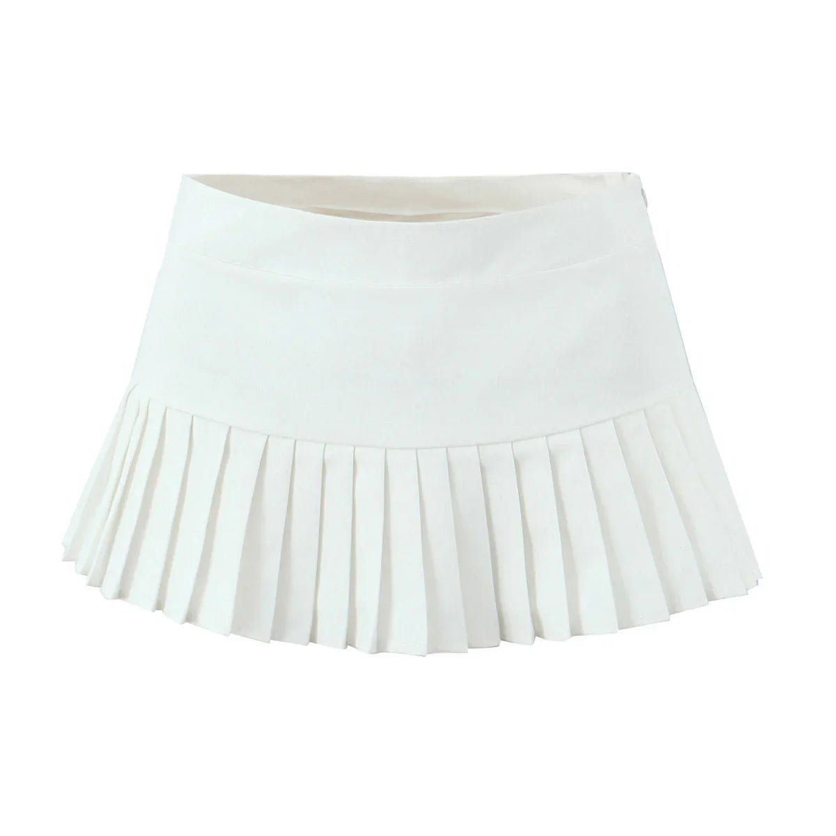 Solid Pleated Low Waist Short Skirt