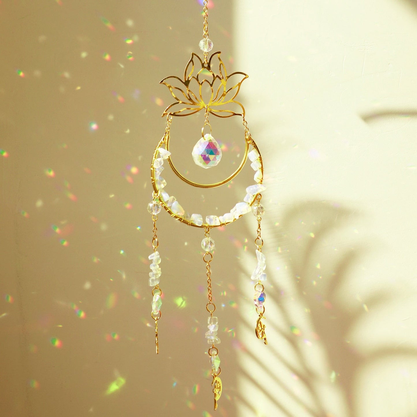 Moon Crystal Prism Stained Glass Ball Sun Catcher Rainbow Maker Home Window Garden Decor Light Catcher Christmas Gift