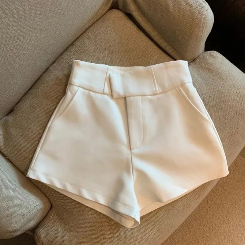 High Waist Solid Shorts For Women