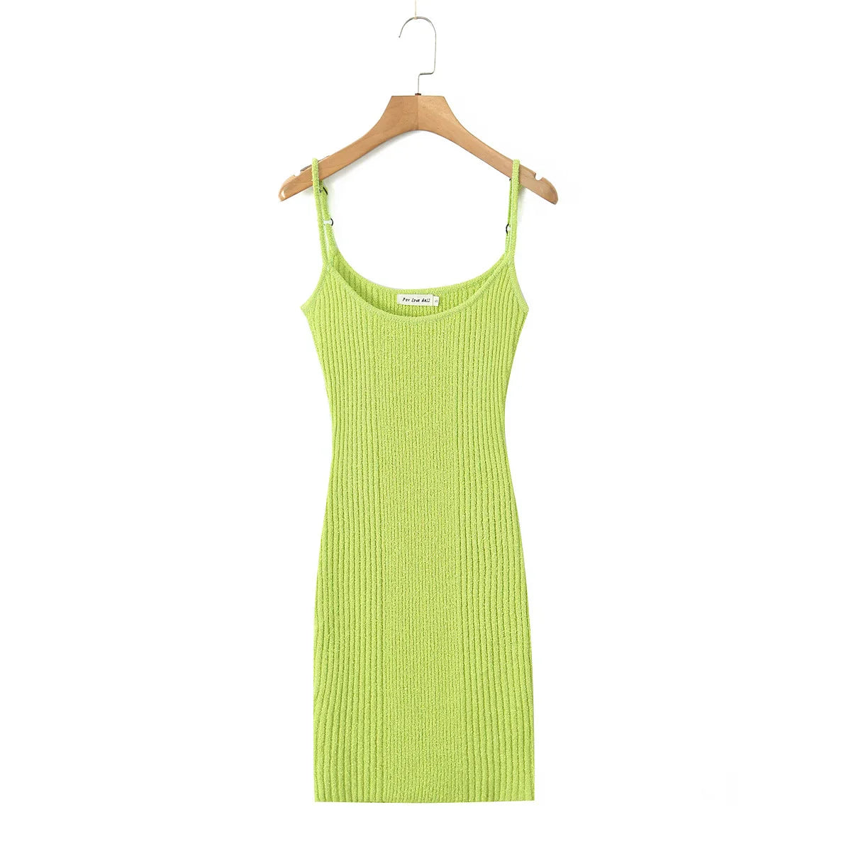Knit Fluorescent Green Sling Mini Dress
