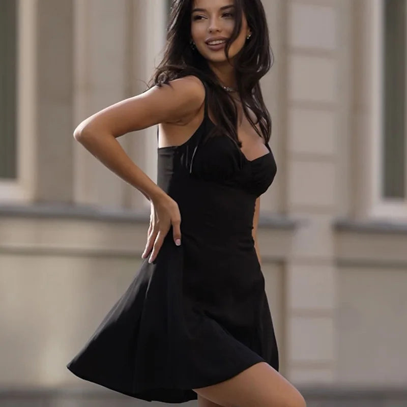 Spaghetti Strap Tie Up Mini Dress