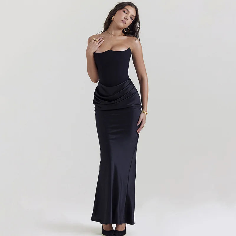 Satin Corset Maxi Dress