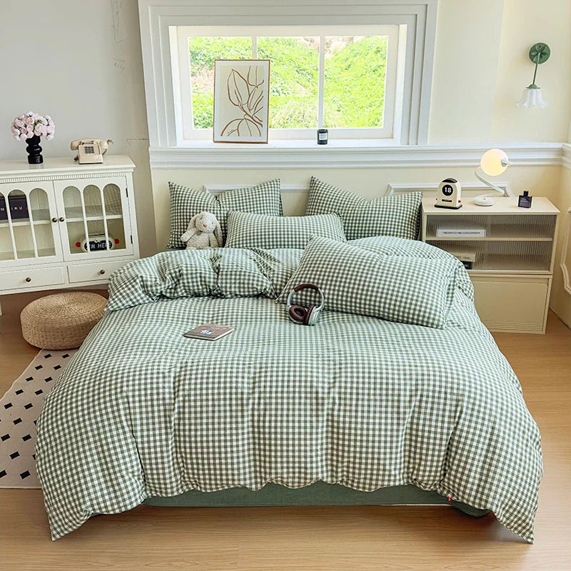 Class A Pure Cotton Printed Checkered Quilt Cover All-cotton Yarn-dyed Washed Single Duvet Cover 160x210 Bedding