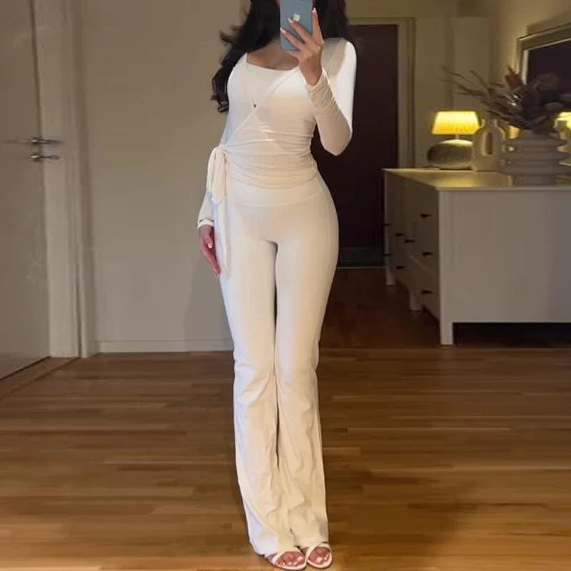 Wrap Around Tie Up Top And Pants Set