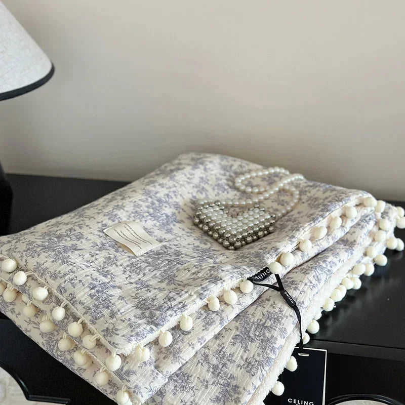 Fleece Blanket Light Luxury Ins Crepe Cotton Multi-functional Small Blanket Office Nap Blanket Shawl Cover Blanket