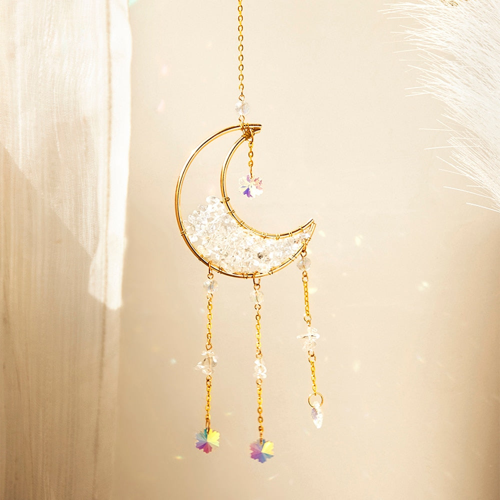 Moon Crystal Prism Stained Glass Ball Sun Catcher Rainbow Maker Home Window Garden Decor Light Catcher Christmas Gift