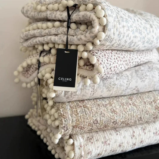 Fleece Blanket Light Luxury Ins Crepe Cotton Multi-functional Small Blanket Office Nap Blanket Shawl Cover Blanket