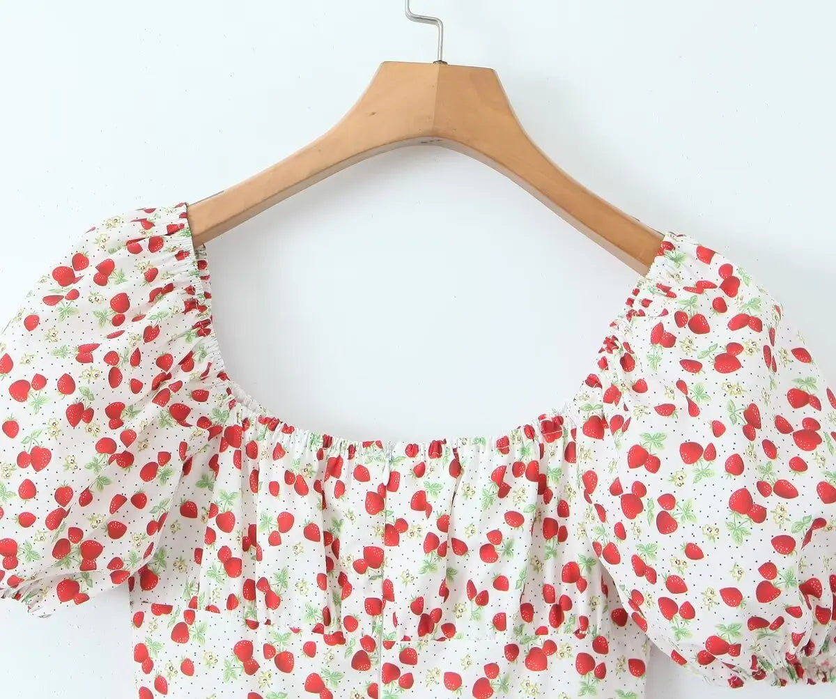 Floral Printed Pink Puff Sleeve Mini Dress