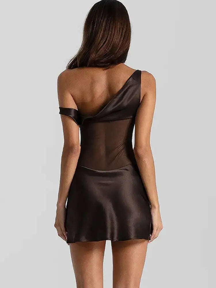 Satin See Through Patchwork Mini Dress