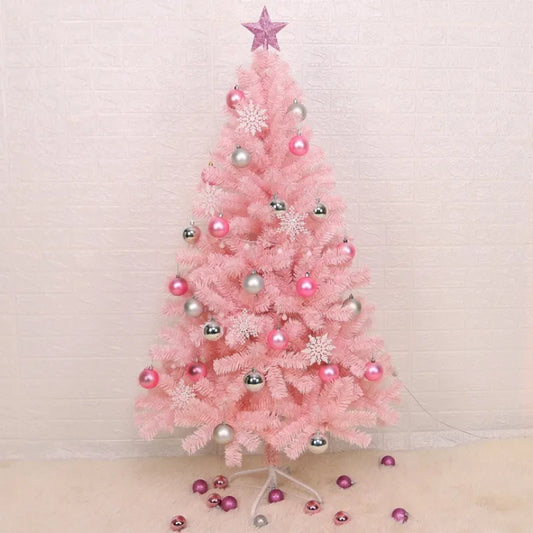 Artificial Pink Christmas Tree with Metal Stand, PVC Encryption Xmas Tree, Party Decoration, Home and Office