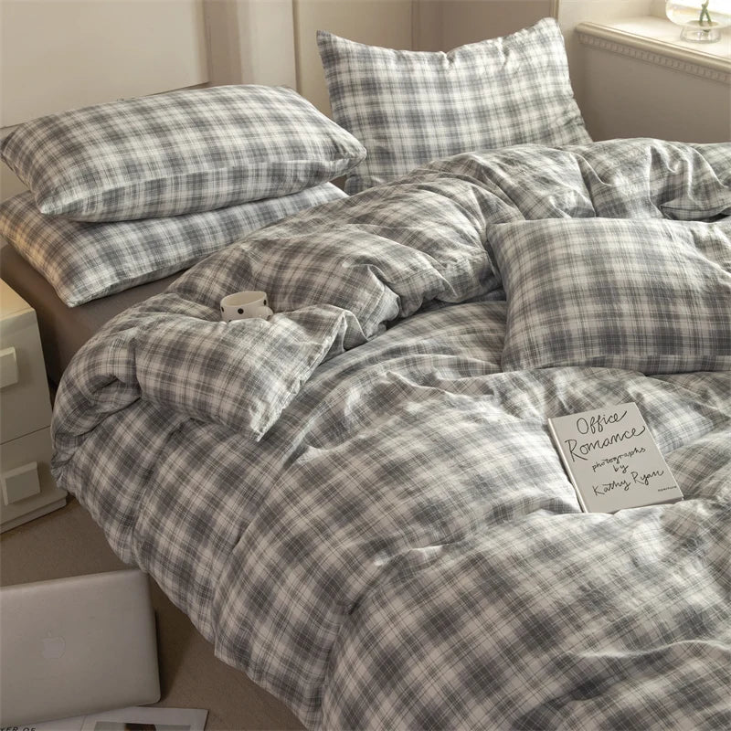 Plaid Style Duvet Cover 150x200 Quilt Cover Home Bedding Queen Size Comforter Cover housse de couette (Pillowcase Need Order)