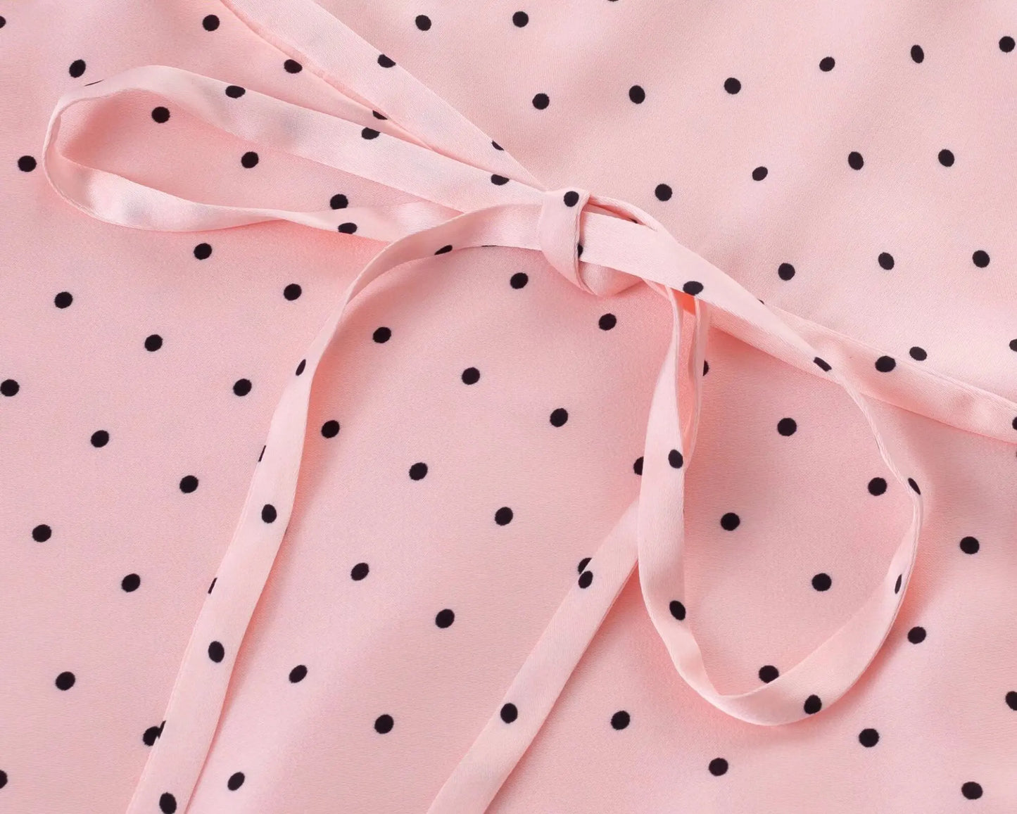 Pink Dotted Print Lace Trim Maxi Dress