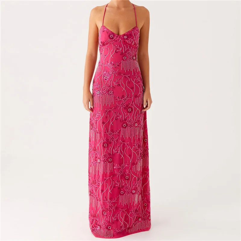 Sequin Spaghetti Strap Maxi Dress