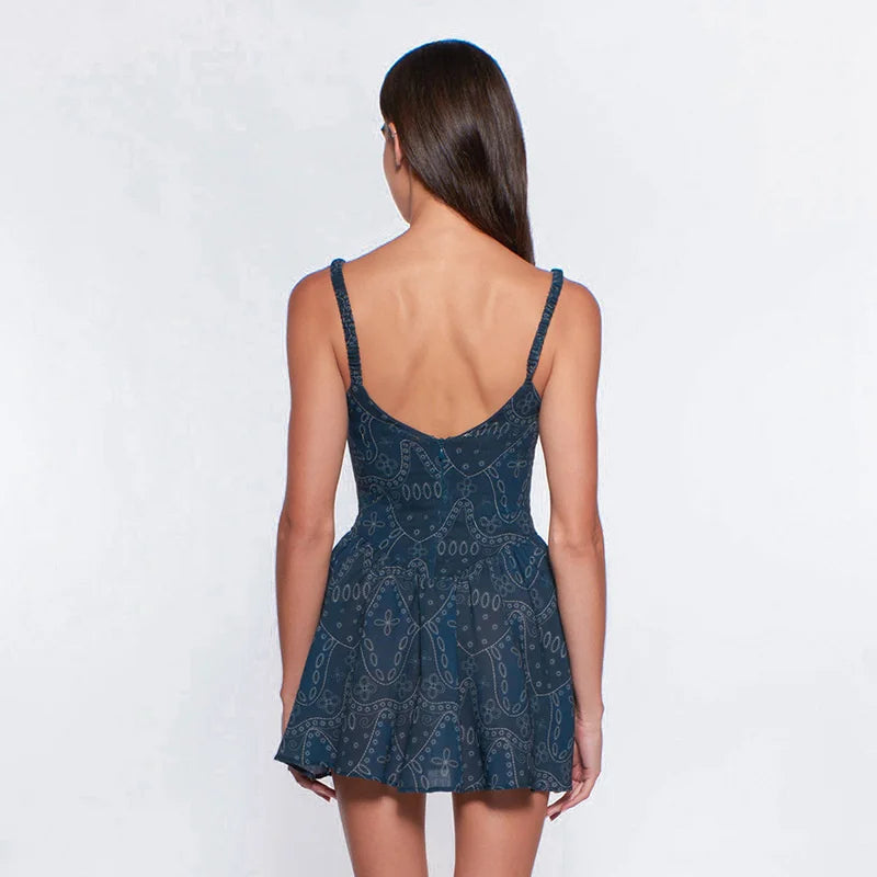 Blue Paisley Print Cami Mini Dress