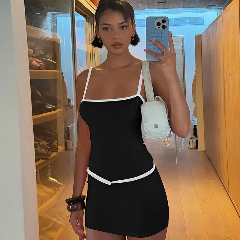 Two Tone Strappy Mini Dress