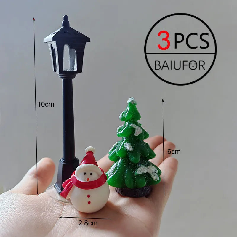 Miniature Christmas Tree Santa Claus Snowmen Gift Box Terrarium Accessories Fairy Garden Figurines Dollhouse Decor