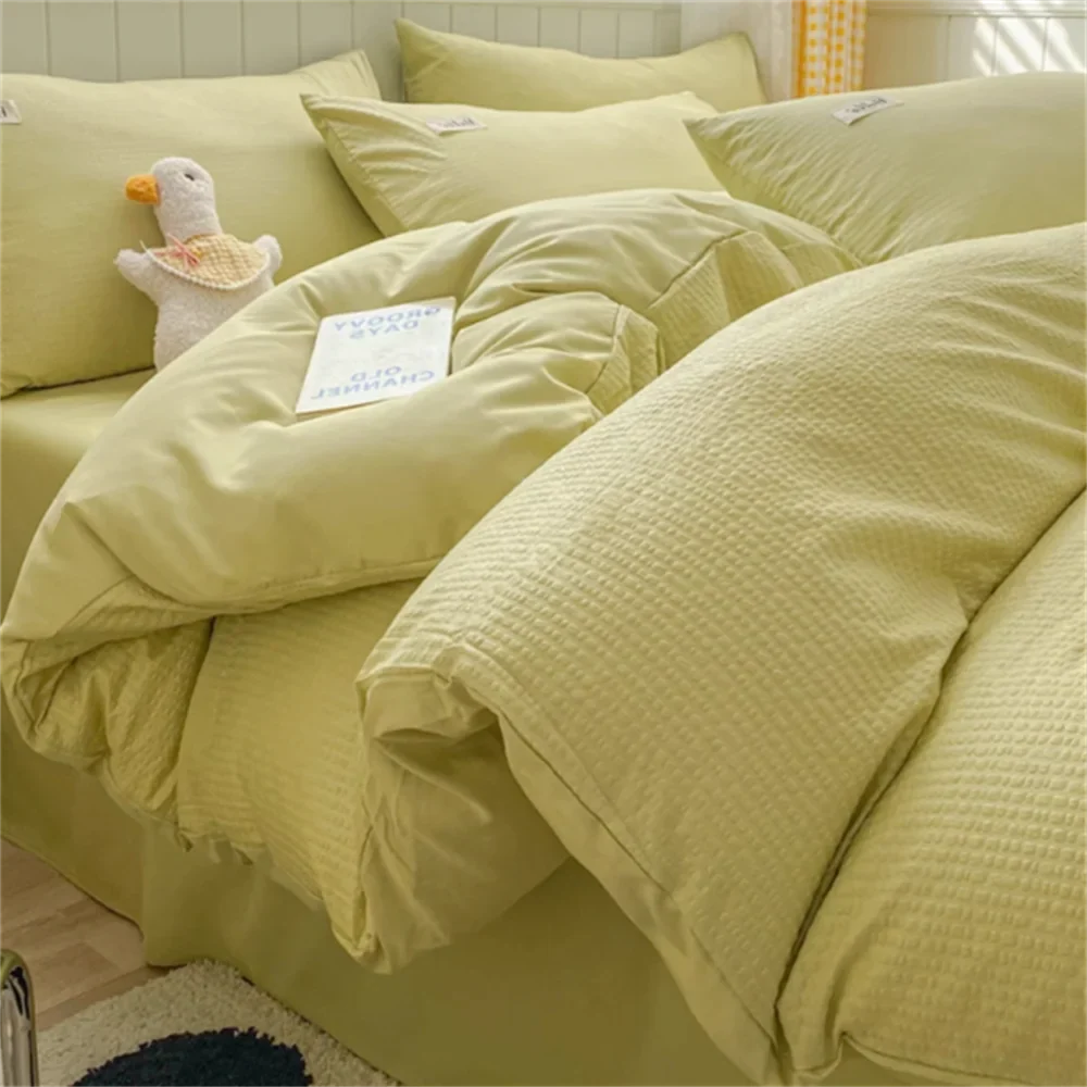 Huafu Ge Washed Cotton Four Piece Set, Non All Cotton Bedding, Pure Cotton Bedding, Bed Sheets, Duvet Covers, Bedding Products