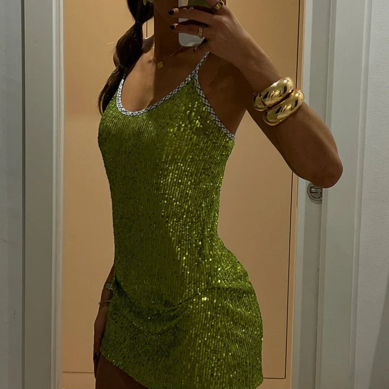 Sequin Strap Mini Dress
