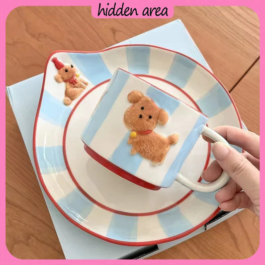 Mug Designer hand-painted birthday dog ceramic coffee mug set High appearance level cup Christmas gift birthday