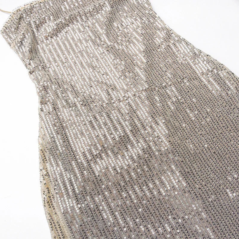 Sequin Spaghetti Strap Midi Dress