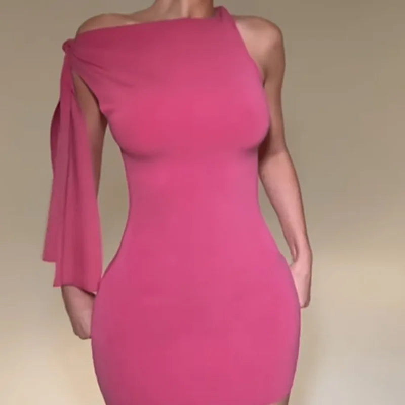 Sleeveless Tie Up Sleeve Mini Bodycon Dress