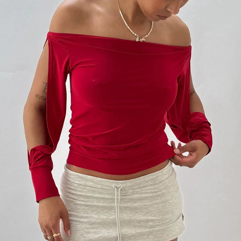 Cut Out Long Sleeve Crop Top