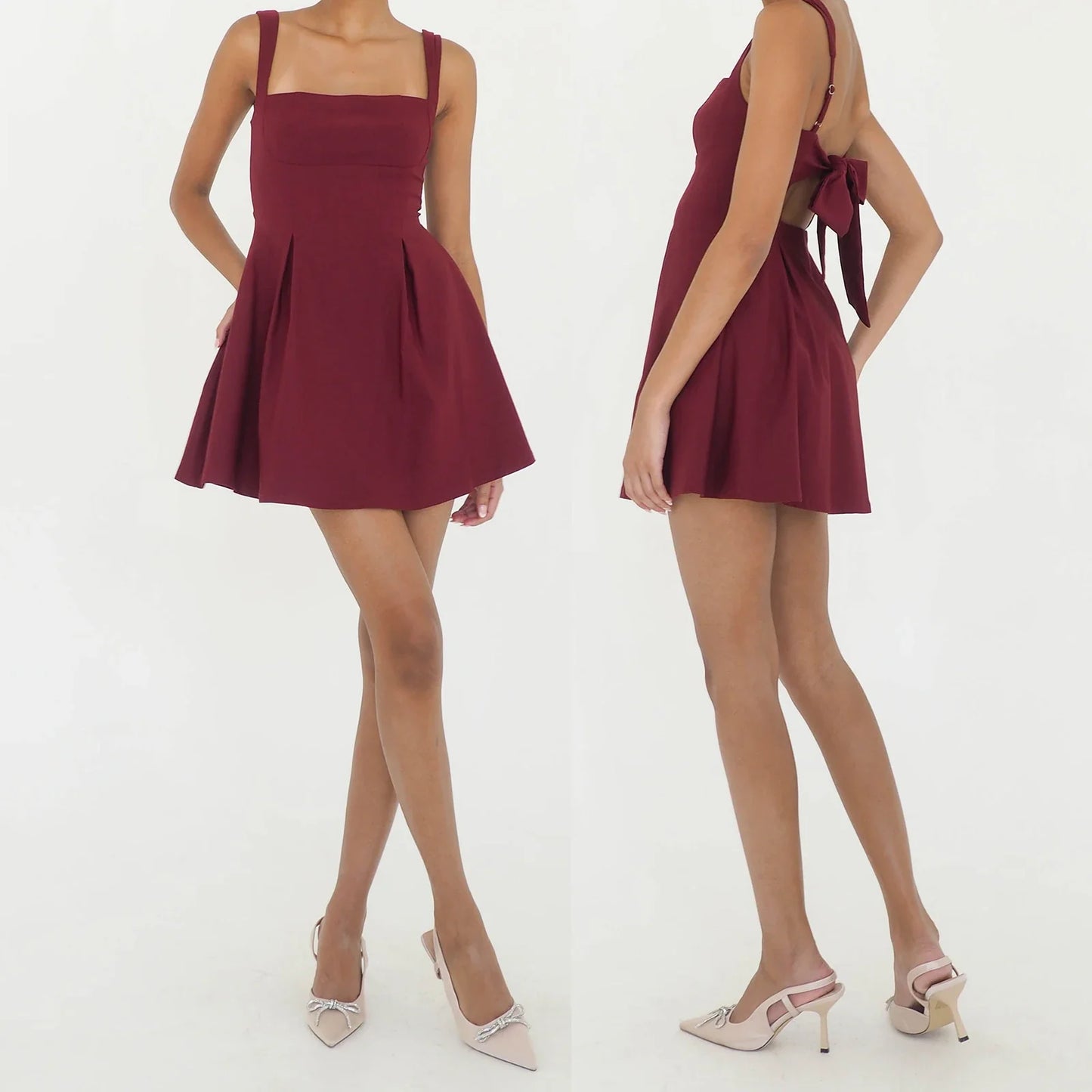 Tick Strap Square Neck Mini Dress
